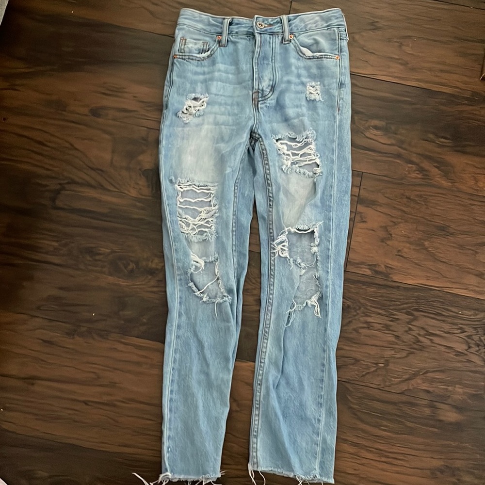 straight ripped jeans